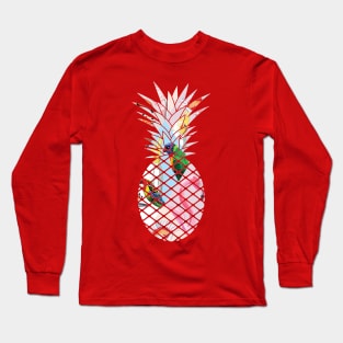 Tropical geometric Floral Bird Pineapple Long Sleeve T-Shirt